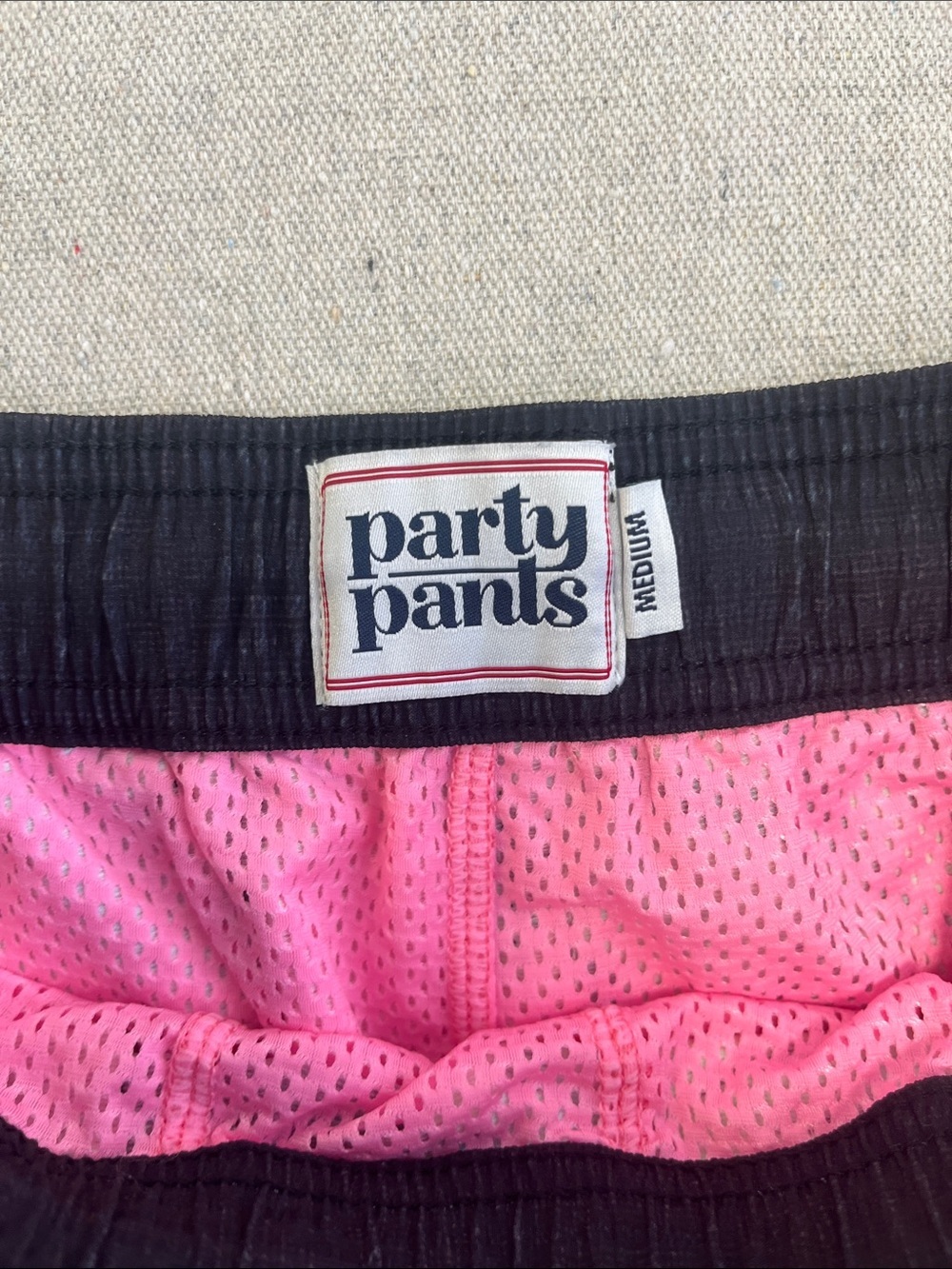 Party Pants Tropical Floral Swim Trunks Black Pink Medium Shorts - Picture 2 of 15
